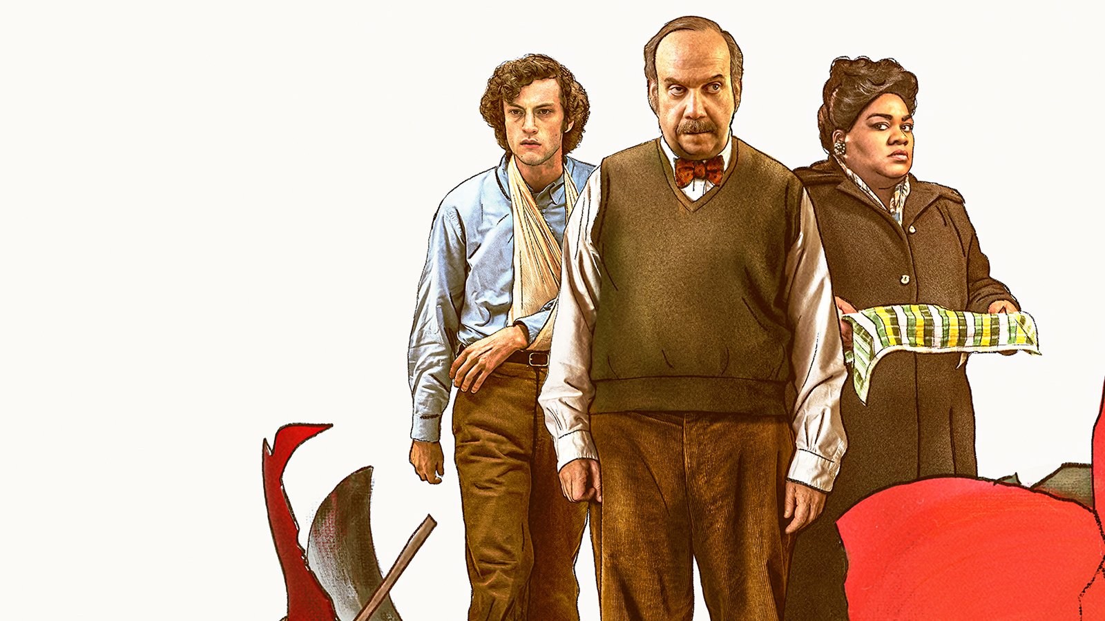 Dominic Sessa, Paul Giamatti y Da’Vine Joy Randolph en Los que se quedan (2024), de Alexander Payne